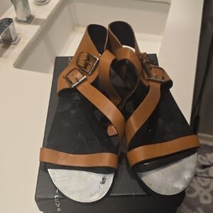 Steve Madden Tan Brown Leather Strappy Sandals